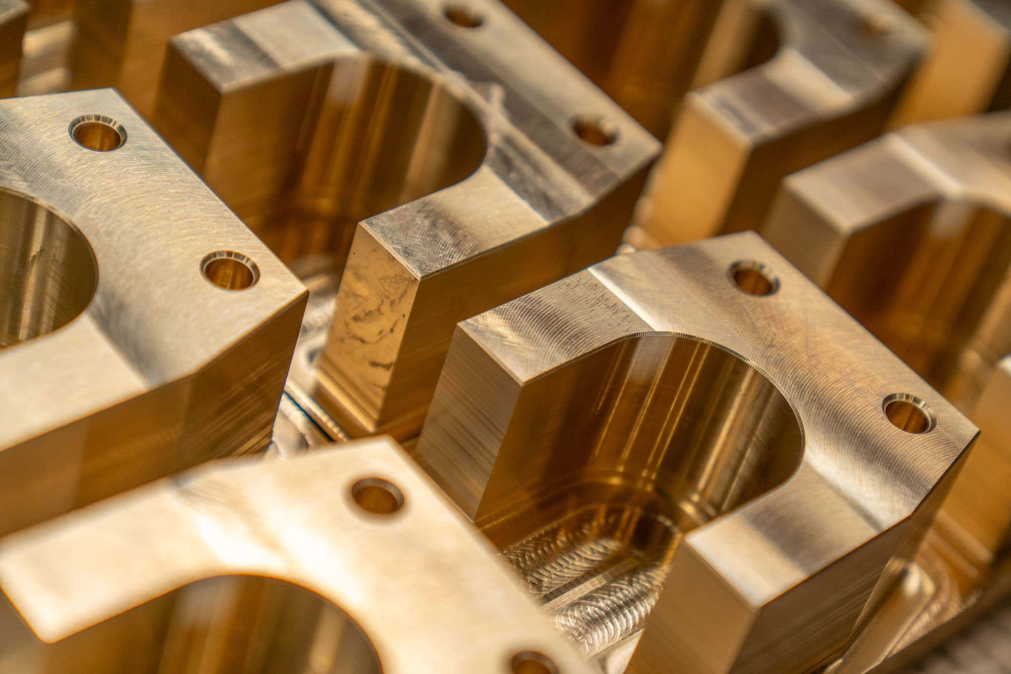 Close-up of precision machined metal parts
